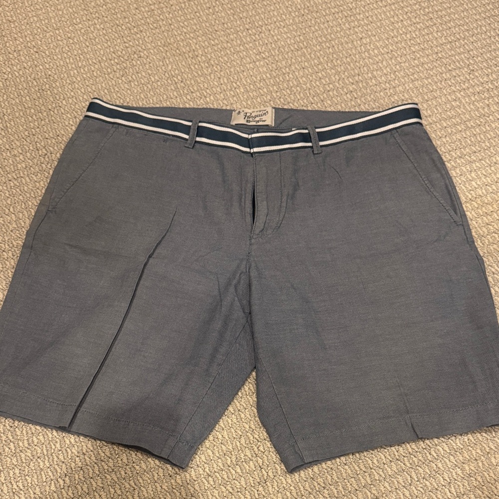 Original Penguin Men's Charcoal Shorts with Striped Waistband